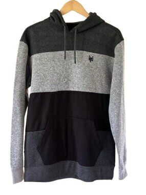 Zoo York Mens Medium Gray Black Colorblock Hoodie Pullover Skate Streetwear Y2K